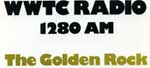 A radio station logo with the words " wtc radio 1 2 8 0 am " and " golden hour ".