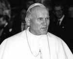 A black and white photo of pope john paul ii.