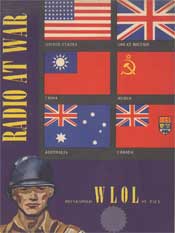 A poster of various flags and a man in uniform.